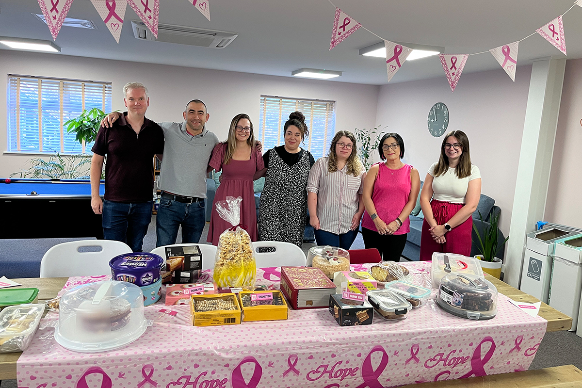 ShopMate Team photo at the MacMillan Breast Cancer Tea Afternoon event